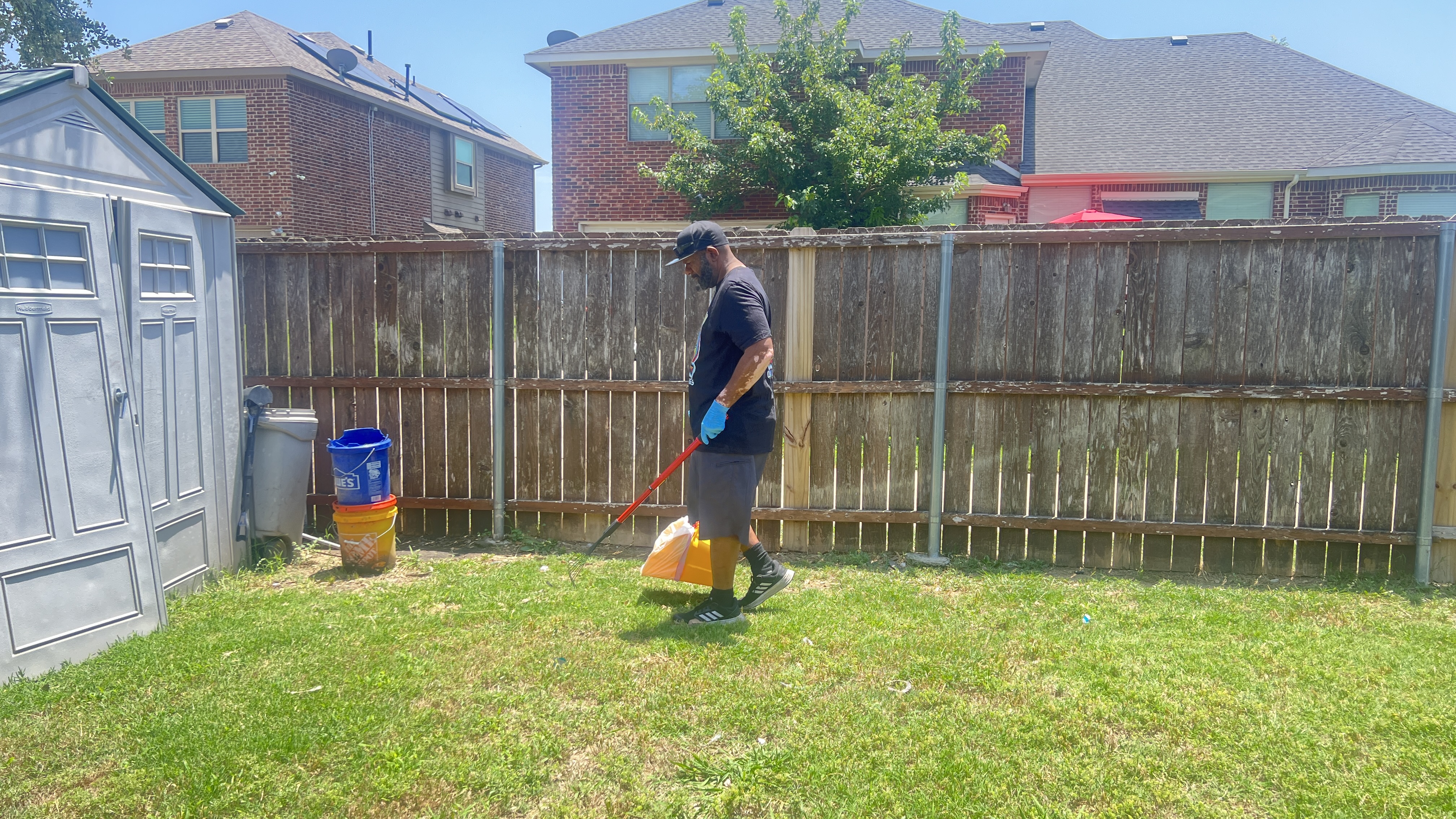 Josh scooping a backyard in DeSoto
